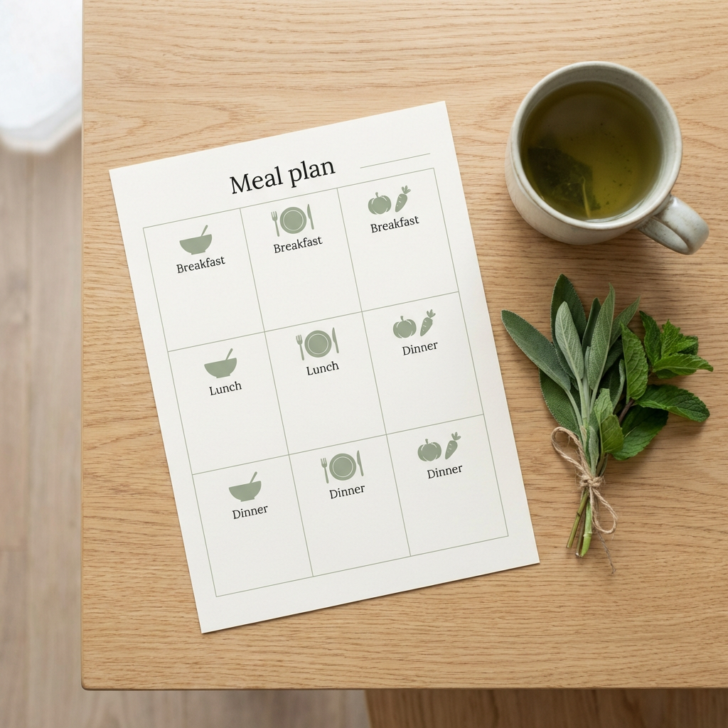 Sample Meal Plan Page - Week 1, Day 1